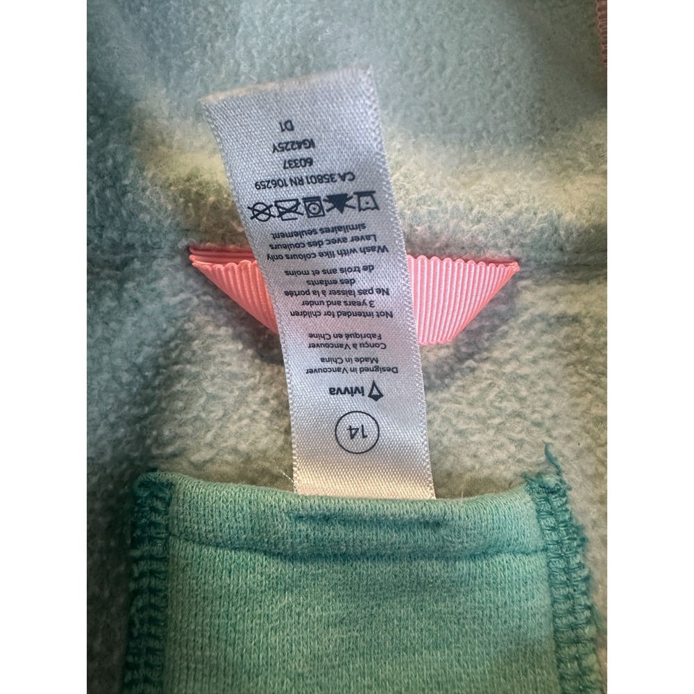 ivivva Girls Lululemon Practice Jacket Teal Full Zip Hoodie Thumbholes Size 14 - Picture 11 of 16